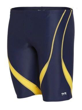 TYR Men's Navy and Yellow Competitive Swim Jammers NWT
